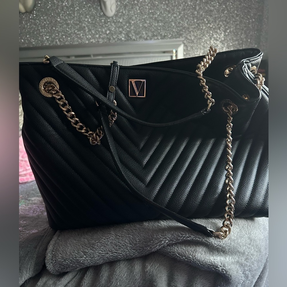 VICTORIAS SECRET PINK BLACK TOTE